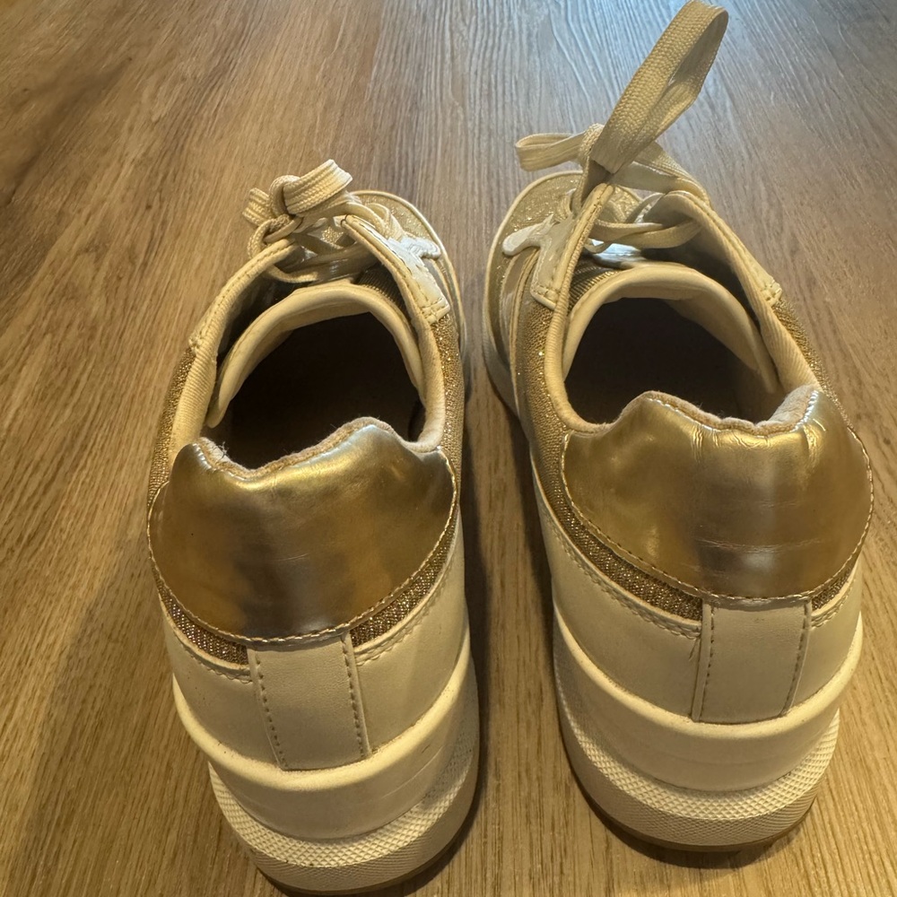 Michael Kors Metallic Gold and White Sneakers - Picture 5 of 6
